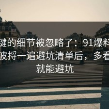 最关键的细节被忽略了：91爆料网停车这波捋一遍避坑清单后，多看一眼就能避坑