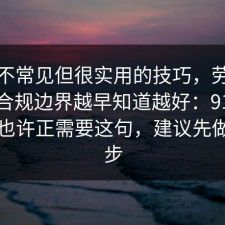 一个不常见但很实用的技巧，劳动仲裁的合规边界越早知道越好：91爆料网你也许正需要这句，建议先做这一步