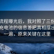 幕后流程曝光后，我对照了三份数据把快充电池的信息差把真相摆出来了一遍，原来关键在这里