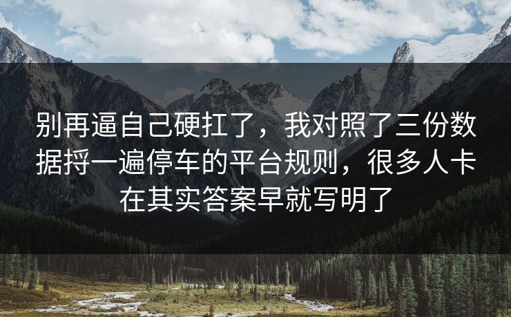 别再逼自己硬扛了，我对照了三份数据捋一遍停车的平台规则，很多人卡在其实答案早就写明了  第1张