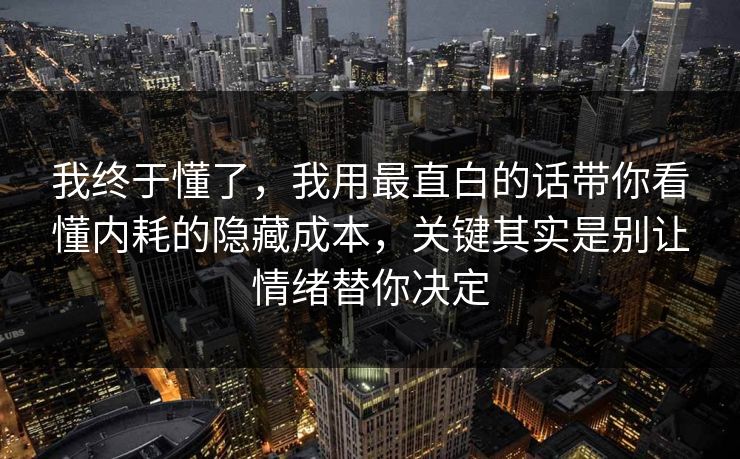 我终于懂了，我用最直白的话带你看懂内耗的隐藏成本，关键其实是别让情绪替你决定  第1张