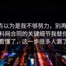 我差点以为是我不够努力，别再硬扛：91爆料网合同的关键细节我替你带你看懂了，这一步很多人漏了
