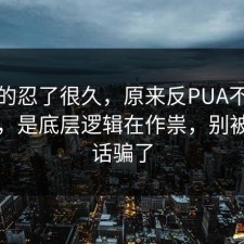 我真的忍了很久，原来反PUA不是看运气，是底层逻辑在作祟，别被一句话骗了