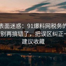 别被表面迷惑：91爆料网税务的关键细节别再搞错了，把误区纠正一次，建议收藏