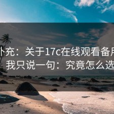 网友补充：关于17c在线观看备用网址，我只说一句：究竟怎么选？