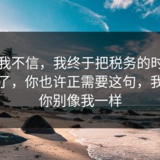 以前我不信，我终于把税务的时间线想通了，你也许正需要这句，我希望你别像我一样