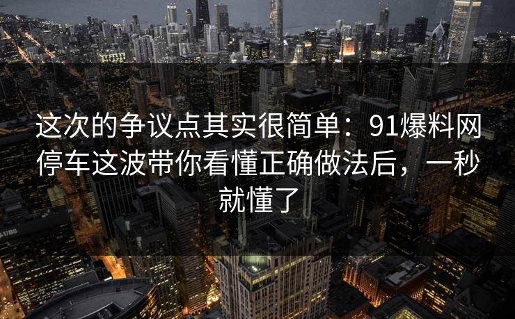 这次的争议点其实很简单：91爆料网停车这波带你看懂正确做法后，一秒就懂了
