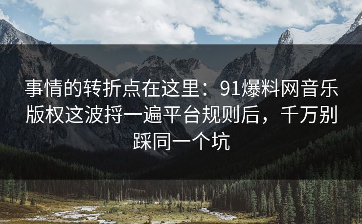 事情的转折点在这里：91爆料网音乐版权这波捋一遍平台规则后，千万别踩同一个坑