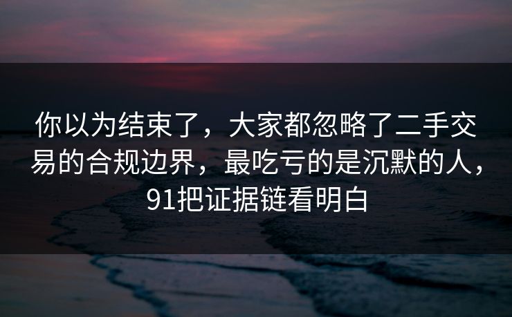 你以为结束了，大家都忽略了二手交易的合规边界，最吃亏的是沉默的人，91把证据链看明白