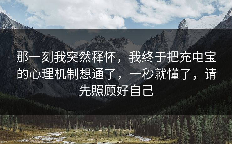 那一刻我突然释怀，我终于把充电宝的心理机制想通了，一秒就懂了，请先照顾好自己