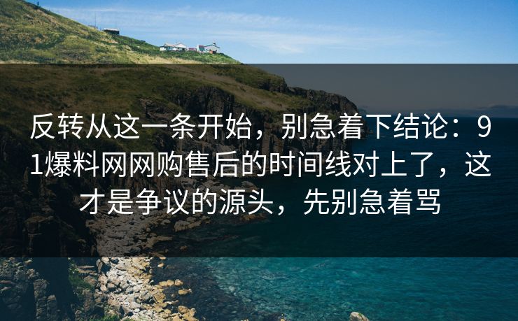 反转从这一条开始，别急着下结论：91爆料网网购售后的时间线对上了，这才是争议的源头，先别急着骂