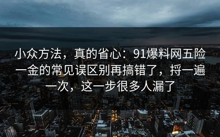 小众方法，真的省心：91爆料网五险一金的常见误区别再搞错了，捋一遍一次，这一步很多人漏了