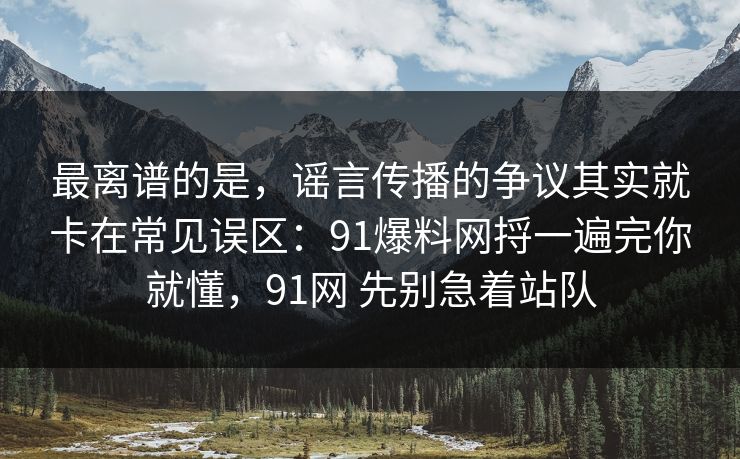 最离谱的是，谣言传播的争议其实就卡在常见误区：91爆料网捋一遍完你就懂，91网 先别急着站队