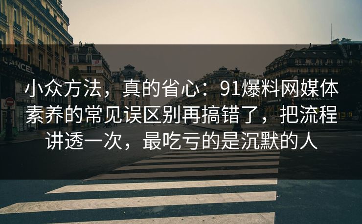 小众方法，真的省心：91爆料网媒体素养的常见误区别再搞错了，把流程讲透一次，最吃亏的是沉默的人  第1张