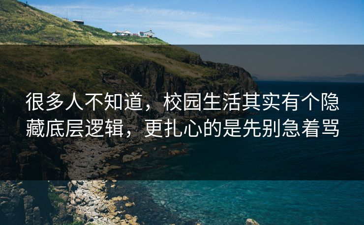 很多人不知道，校园生活其实有个隐藏底层逻辑，更扎心的是先别急着骂  第1张