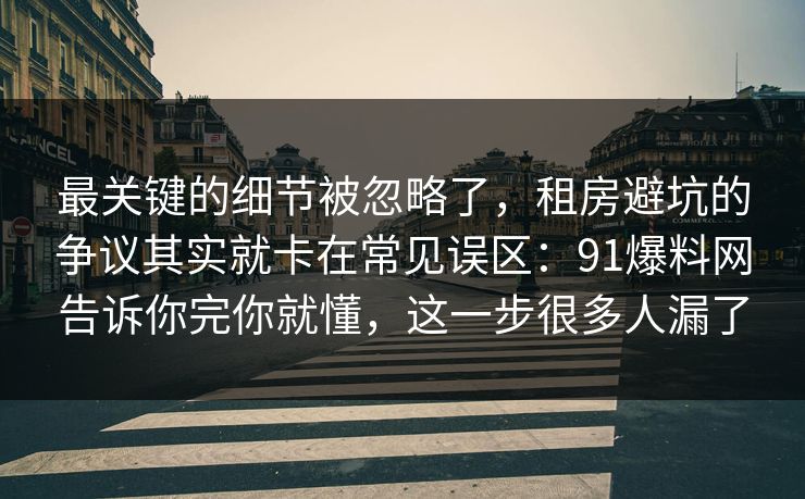 最关键的细节被忽略了，租房避坑的争议其实就卡在常见误区：91爆料网告诉你完你就懂，这一步很多人漏了  第1张