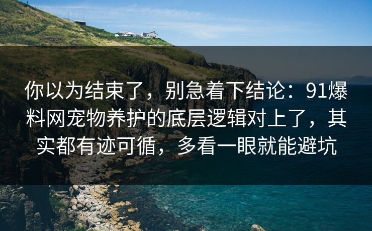 你以为结束了,别急着下结论:91爆料网宠物养护的底层逻辑对上了,其实都有迹可循,多看一眼就能避坑 第1张 你以为结束了,别急着下结论:91爆料网宠物养护的底层逻辑对上了,其实都有迹可循,多看一眼就能避坑 第1张