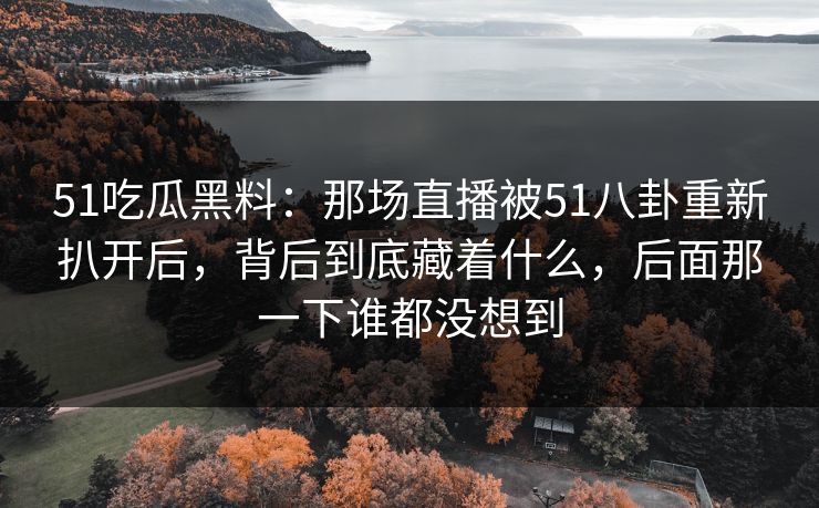 51吃瓜黑料:那场直播被51八卦重新扒开后,背后到底藏着什么,后面那一下谁都没想到 第1张 51吃瓜黑料:那场直播被51八卦重新扒开后,背后到底藏着什么,后面那一下谁都没想到 第1张